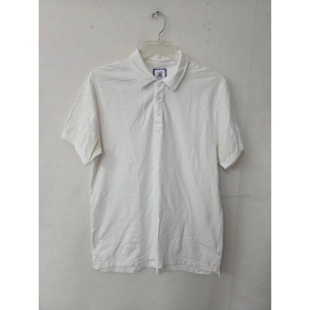 MJ‎ Bale Chapman Polo Mens US L White 100% Cotton Short Sleeve Pique Knit Shirt
